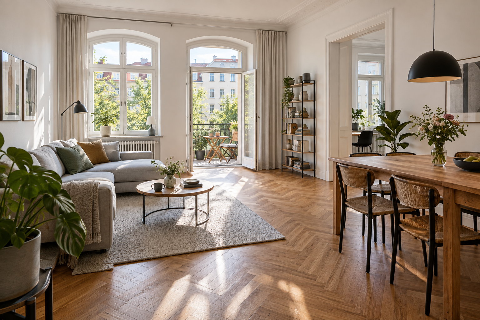 Helle Berliner Wohnung mit Altbaufenstern und Balkon